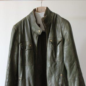 Danier Khaki Long Leather Jacket